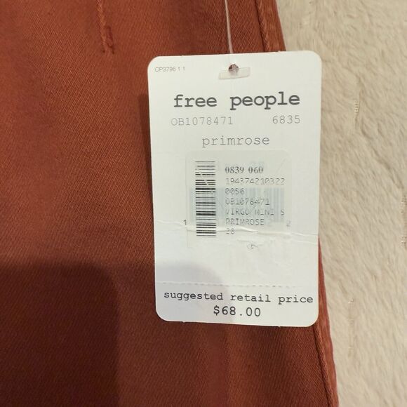 NWT Free People Zip Mini Skirt  Size 28 Reddish‎ Brown MSRP $68 Boho - Picture 3 of 16